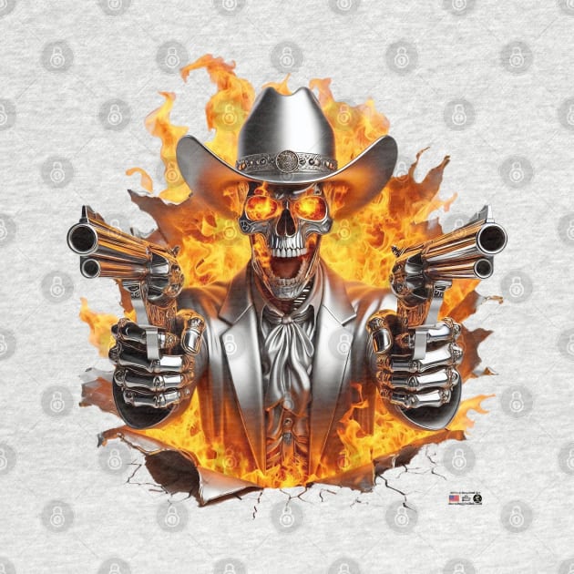 Flaming Skull Shooting Cowboy by focusln by Darn Doggie Club by focusln